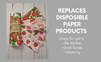 Paperless Towels, 12-12" X 10" Washable Paper Towels, Reusable Paper Towels, 100% Cotton (Strawberry Variety)