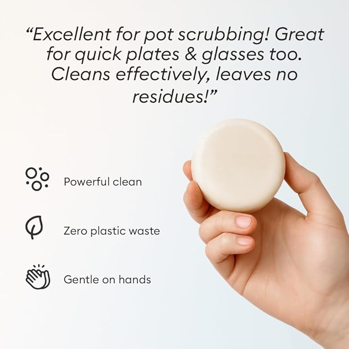 Vove Dish Soap Bar 3 Pack, Bergamot & Grapefruit Essential Oils, Plant-Based Solid Dish Soap, Coconut Oil & Baking Soda, Zero-Waste Plastic-Free, FSC-Certified Kraft Packaging