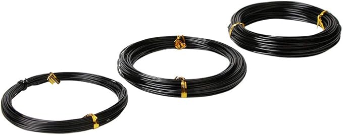 Quality Black Long Lasting Bonsai Training Wire Set of 3 Sizes - 1.0mm, 1.5mm, 2.0mm (32 Feet Each Size)