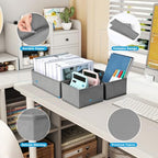 DIMJ Drawer Organizer Clothes, 12 Pack Dresser Organizer, Foldable Closet Organization and Storage Dividers, Fabric Dresser Drawer Organizers for Underwears, Nursery, Baby Clothes, Socks, Tie (Grey)