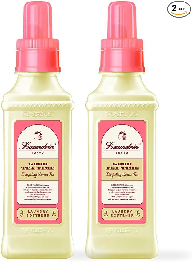 Laundrin Laundry Softener Darjeeling Lemon Tea, 2pk - Fabric Softener Liquid - Eco-Friendly & Plant-Based Softener - Household Laundry Scent Boosters - Laundry Fabric Softener - Fabric Scent Softener