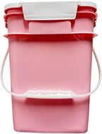 House Naturals 4 Gallon Square Food Grade Bucket Pail with Plastic Handles and Lid (Pack of 3) Made in USA containers (Pink/Magenta/Purple - White lids)