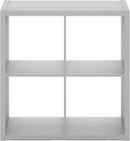 Furinno Cubicle Open Back Decorative Cube Storage Organizer, 4-Cube, Light Grey