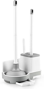 Toilet Brush and Plunger Set, 3 in 1 Toilet Bowl Brush and Holder with Crevice Cleaning Brush Wall Mounted Household Bathroom Cleaning Tools Plunger Toilet Brush Combo (1 Pack)