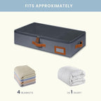 OrganiHaus Under Bed Storage Containers, Bedroom Storage and Organization Bins, Clothes Organizer for Closet with Clear Cover and Reinforced Handles - Set of 2 23.5x12.5x5 inches Gray