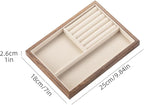 Black Walnut Wood Jewelry Tray with Velvet Lining, Multi-Functional Jewelry Organizer for Rings, Earrings, Necklaces & Bracelets, Drawer Jewelry Storage & Display Tray