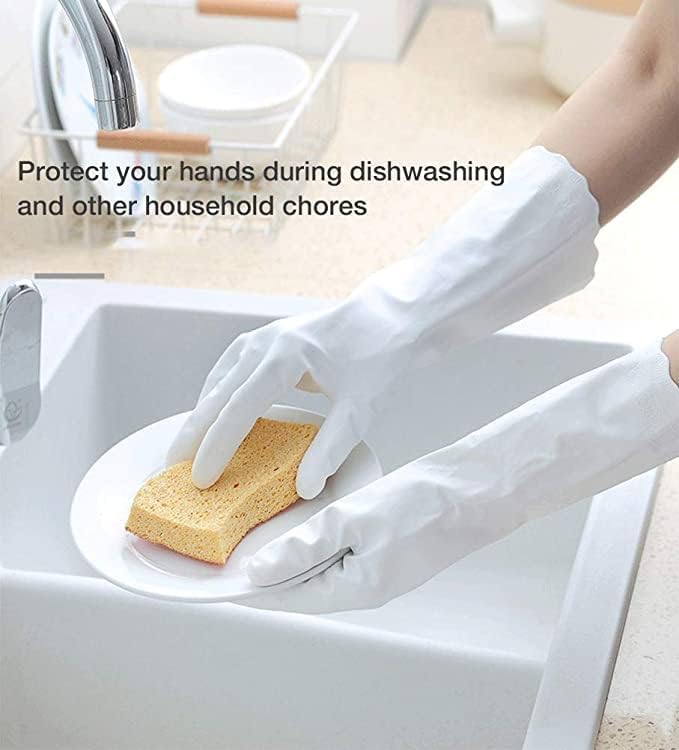 Alimat PluS 1 Pack Reusable Cleaning Gloves Latex Free, Dishwashing Gloves with Cotton Flock Liner and Embossed Palm, Waterproof Household Gloves for Laundry, Gardening(Purple)