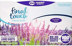 Lavender Fields Scented Fabric Softener Dryer Sheets by Final Touch | Softens & Freshens Laundry | Controls Wrinkles & Static Cling | Repels Lint & Hair | Long-Lasting Fresh Scent | 100 Count