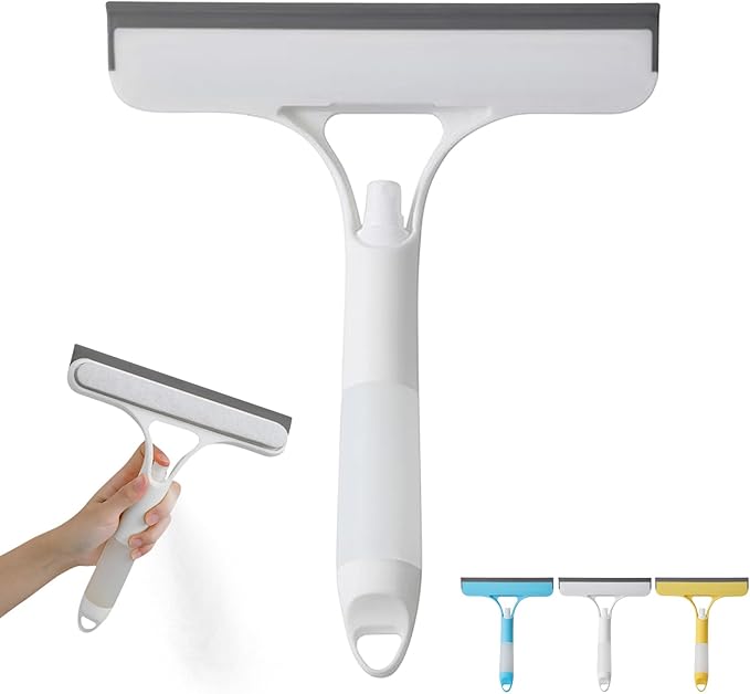 3 in 1 Window Cleaning Scraper, 3 in 1 Spray Squeegee for Window Cleaning, 2025 New with Brush and Built-in Spray Bottleall-Purpose Shower Glass, Mirrors, Car, Home Window Cleaner Tool (A)