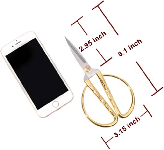 Wasan Gold Plated Dragon and Phoenix Relief Design Bonsai Scissors, Chinese Shears Household Traditional Scissors for Sewing, Art Craft, Food Paper Cutting - 2 Packs (5" and 6")