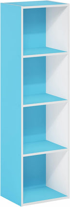 Furinno Luder Bookcase / Book / Storage, 4-Tier Cube, Light Blue/White