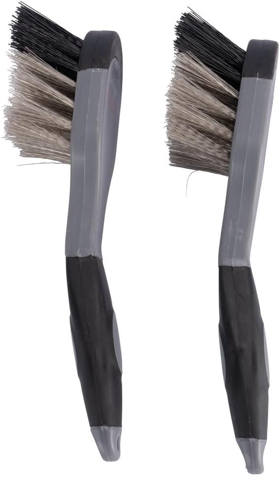 Schneiders Bucket and Trough Scrub Brush - 2 Pack | Durable Synthetic Bristles | Comfortable Silicone Grip | Ideal for Horse Water Buckets & Feed Troughs | Color Black/Gray