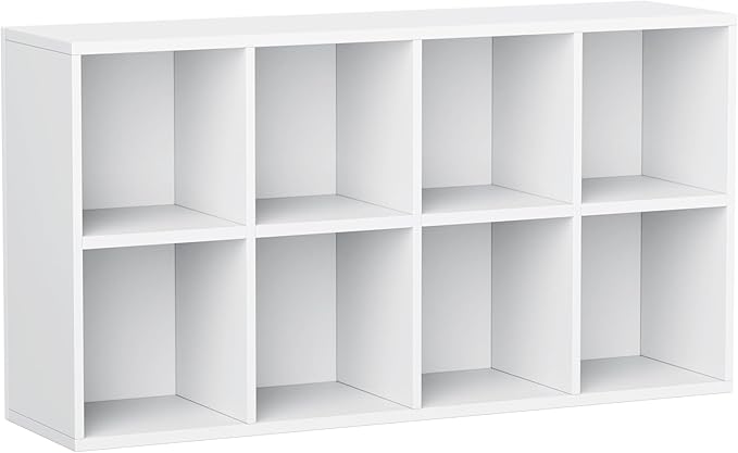 YESHOMY 8 Cube Bookcase, Open Frame 2-Tier Book Shelf, Bookshelf Storage Organizer with Adjustable Shelves for Organization, Room Decor, Milk White