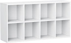 YESHOMY 8 Cube Bookcase, Open Frame 2-Tier Book Shelf, Bookshelf Storage Organizer with Adjustable Shelves for Organization, Room Decor, Milk White