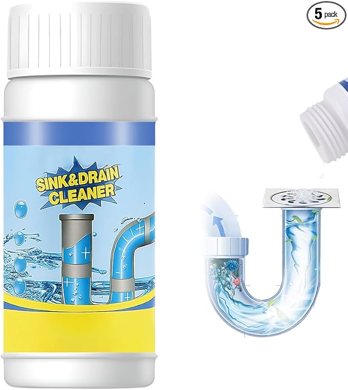 Sink and Drain Cleaner, Multi-functional Pipeline Dredging Agent, Sink Drain Cleaning Powder for Kitchen,Bathroom,Toilet,Pipe Maintenance (5)