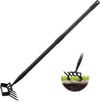 Weed Puller Gardening Tools, Hula Garden Hoe and 4 Tines Rake 2-in-1 Garden Tools for Weeding, Action Stirrup Hoe with Adjustable Long Handle for Lawn,Vegetable Garden Loose Soil,Weeding and Planting