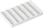 Carrara Marble Soap Dish - Self Draining Holder Keeps Soap Dry, Rectangular Tray for Shower, Bathroom & Jewelry Display (White)