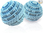 2pcs Laundry Ball - Natural Non-Chemical Detergent Laundry Balls for Washing Machine - Eco Friendly Wash Ball & Detergent Alternative for 2000 Washings(Light Blue)