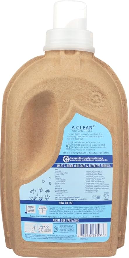 Seventh Generation Liquid Laundry Detergent, Free and Clear, 50 Fl Oz