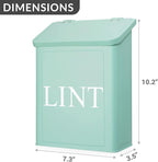 Calindiana Modern Farmhouse Metal Lint Bin for Laundry Room, Mint, 10L
