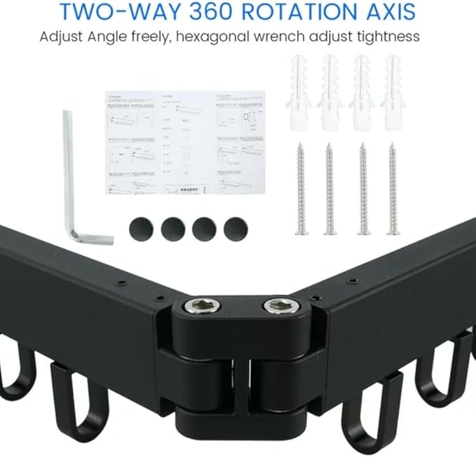 Clothes Drying Rack Wall Mounted Retractable, Aluminum Collapsible Laundry Organizer, Space-Saver Hanger Holds Quilts for Bedroom Bathroom Balcony (Grey)