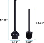 Blue Donuts Toilet Brush and Plunger Set with Holder, Sleek Minimalist Modern Black Bathroom Accessories Toilet Plunger and Toilet Bowl Brush Combo