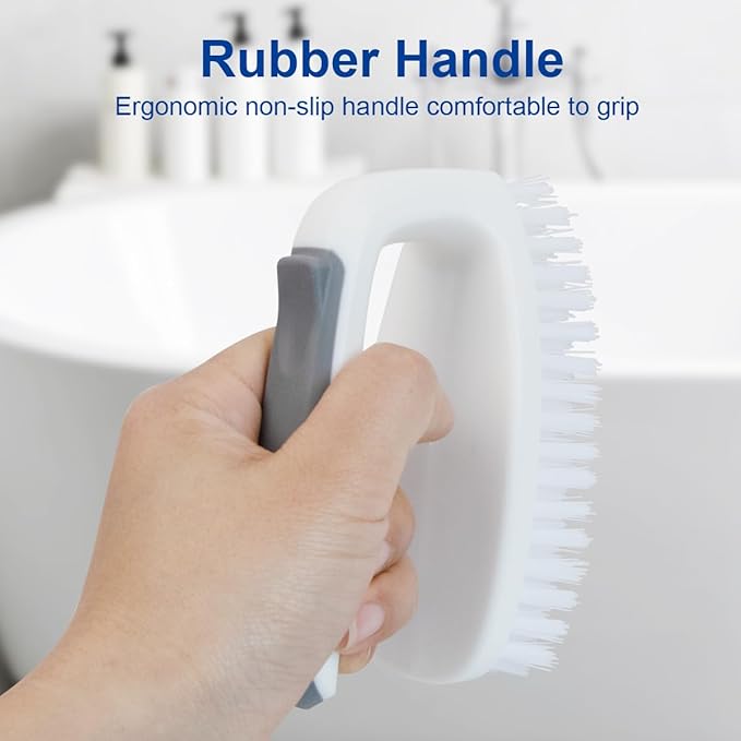 CELOX Carpet Cleaning Brush, Heavy Duty Scrub Brush with Handle, 2 Pack, White