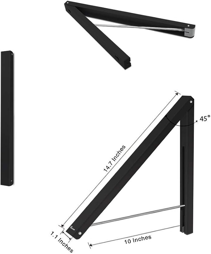 Laundry Room Wall Mounted Drying Rack Clothes Hanger Folding Wall Coat Racks Aluminum Home Storage Organiser Space Savers Black