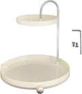 Bathroom Sink Vanity Trays, Double Layer Rotating Bird Design Shelf Tray, Multi-Purpose Countertop Organizer, White