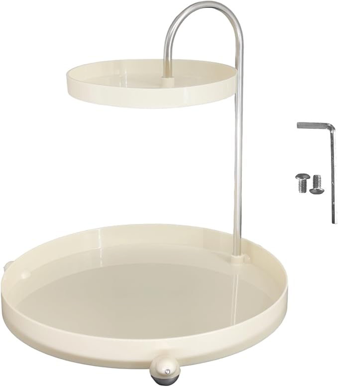 Bathroom Sink Vanity Trays, Double Layer Rotating Bird Design Shelf Tray, Multi-Purpose Countertop Organizer, White
