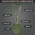 Digging Shovel - 24'' Lightweight Folding Shovel High Carbon Steel Portable Digging Trowels for Outdoor Camping Backpacking Hiking Car EmergencHome Garden (Olive)