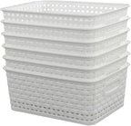Pekky White Plastic Storage Basket, Kitchen Organizer, Set of 6