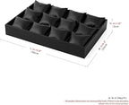 Oirlv Black Premium Leather 12 Grid Jewelry Insert Watch Tray With Removable Pillow Bracelet Bangle Storage Organizer Tray