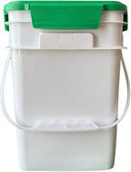 House Naturals 4 Gallon Square Food Grade Bucket Pail with Plastic Handles and Lid (Pack of 3) Made in USA containers (White - Green lid)