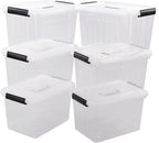 Cand 12 Quart Plastic Latching Box, Clear Storage Bin with Lid, 6 Packs
