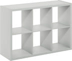 Furinno Cubicle Open Back Decorative Cube Storage Organizer, 6-Cube, Light Grey