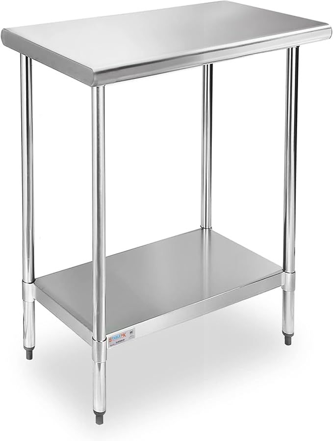 STABLEINK NSF Stainless Steel Table, 30 x 18 Inches Metal Prep & Work Table with Adjustable Undershelf, for Commercial Kitchen, Restaurant, Hotel and Garage