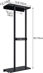 STWWO Towel Racks for Bathroom, Bathroom Towel Storage Wall Mounted 30 inch with Shelf Can Holds 6 Large Towels, Wall Towel Rack for Rolled Towels, Black (Pack of 2)
