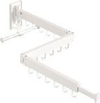 Wall Mounted Clothes Hanger Rack, Clothes Drying Rack,Laundry Drying Rack,Collapsible Clothes Rack Wall Mount, Retractable Drying Rack Clothing,can Fold Upward & Left & Right,White Color