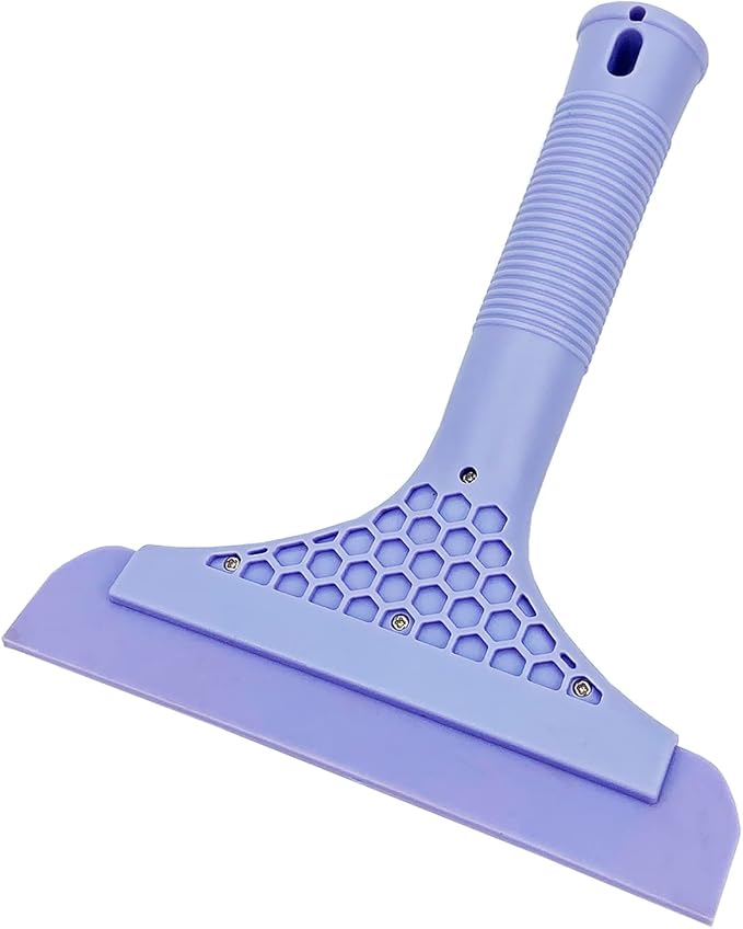 Super Flexible Silicone Squeegee, Auto Water Blade, Water Wiper, Shower Squeegee, 5.9'' Blade and 7.5'' Long Handle, for Car Windshield, Window, Mirror, Glass Door, Purple
