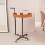 Rolling Utility Cart with Novelty Design, Mobile Saddle Leather Trolley, Organizer Trolley with Lockable Wheels, Multifunctional Serving Cart for Living Room (Orange)