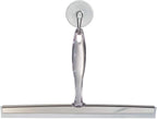 iDesign Zia Metal and Plastic Bathroom Squeegee for Shower, Glass Doors, Floors, Mirrors, with Suction Hook Holder , 12 Inches, Clear and Stainless Steel