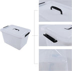 Farmoon 20 Quart Clear Latching Storage Bin with Handle, 4 Packs Plastic Storage Boxes