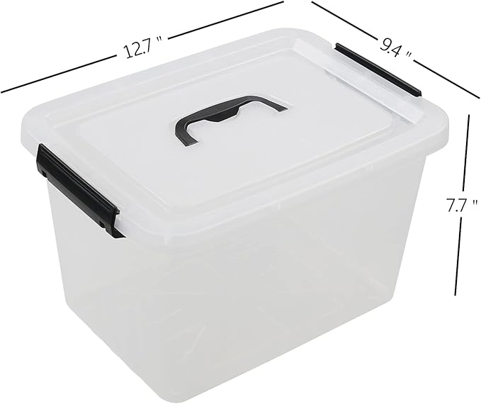 Zopnny 6-Pack 12 Quart Latch Box, Stackable Organizer Bins with Latching Lids, Clear Plastic Organization Containers for Closet, Bedroom, Shelving Units and Everyday Home Storage
