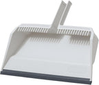 Superio 4-Pack Wide Plastic Dustpan with Comb - 16" Wide, Rubber Lip, Broom Handle Clip, White