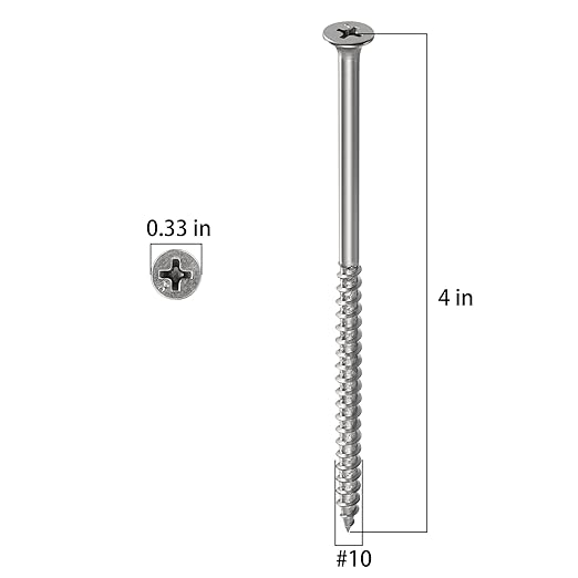 (53 pcs)#10X4 410 Stainless Steel Fastener Drywall Screws-Phillips with coarse Threaded tip, Black, Suitable for Drywall Slate, Wood, etc.(1 pounds)