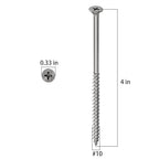 (53 pcs)#10X4 410 Stainless Steel Fastener Drywall Screws-Phillips with coarse Threaded tip, Black, Suitable for Drywall Slate, Wood, etc.(1 pounds)