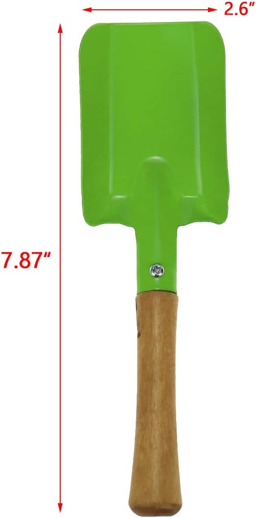 Bitray 4PCS Wooden Mini Sand Shovels Metal Spade with Sturdy Wooden Handle Safe Gardening Tools Trowel Shovel