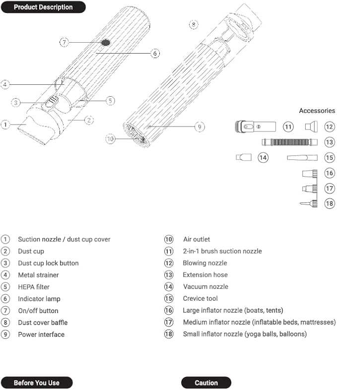 Portable Car Vacuum Cleaner (Hard Black)