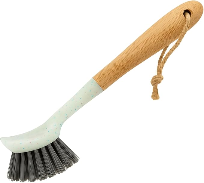 Beille 1pc Dish Brush with 9 Inch Bamboo Handle Household Essentials Cleaning Supplies